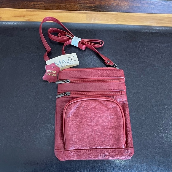 Maze Exclusive Leather Crossbody bag purse zippered multi pocket work casual NWT - Picture 16 of 16